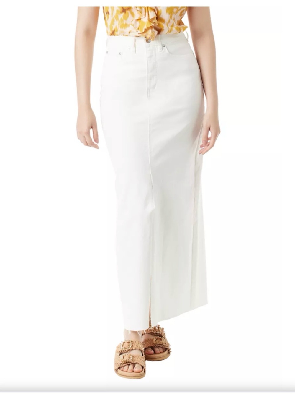Sam Edelman White High-Waist Maxi Denim Skirt - Women